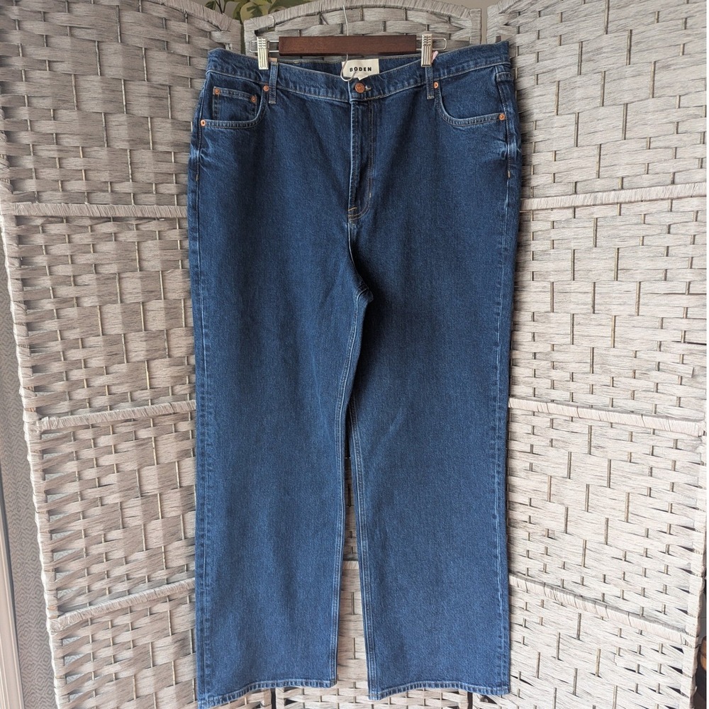 Boden High Rise Straight Leg Jeans Medium Wash Denim Womens Sz 34 Long NWT